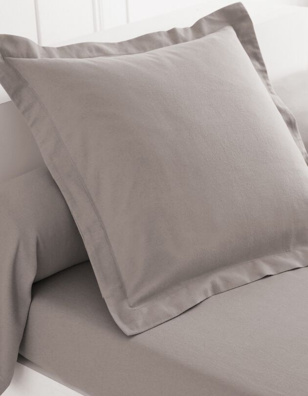 Effen bedlinnen in flanel (taupe)