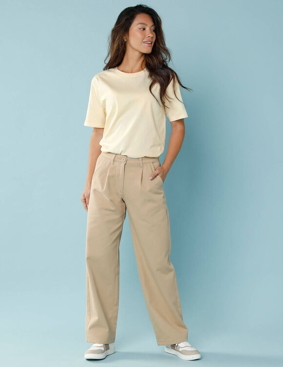 T-shirt manches courtes uni, Spécial Petites (beige clair)