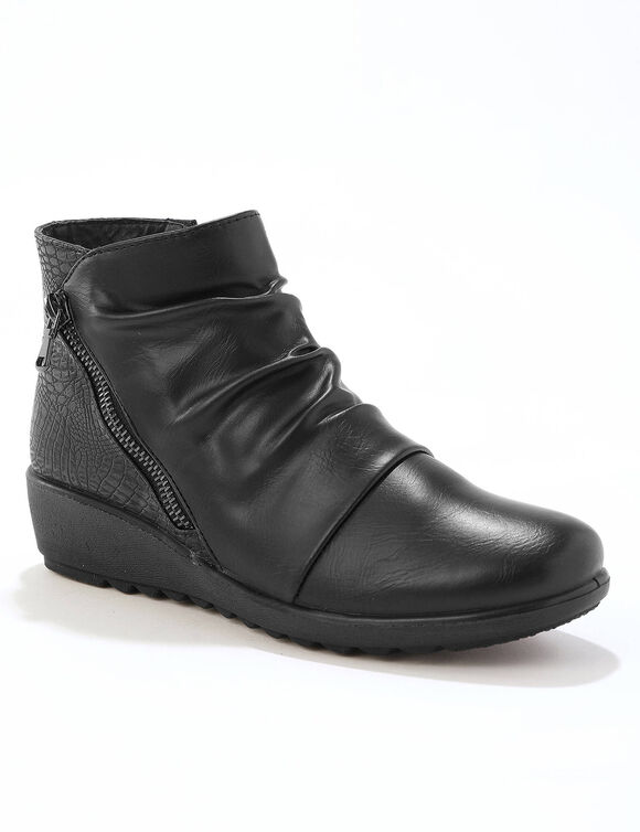 Boots compensées plissées dos effet texturé (noir)