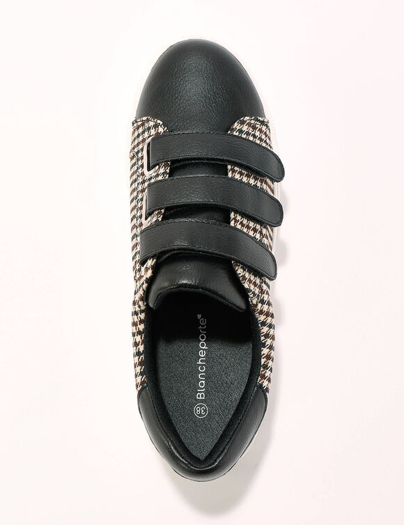 Tennis scratchées bi-matière - motifs carreaux (noir)