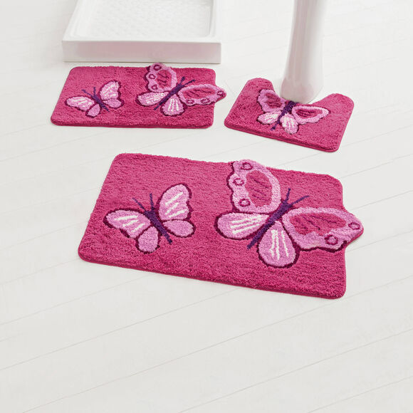Tapis de bain fantaisie Papillons (rose / fuchsia)