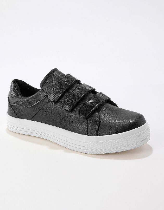 Sneakers met scratchsluiting en kroko-effect - zwart (zwart)
