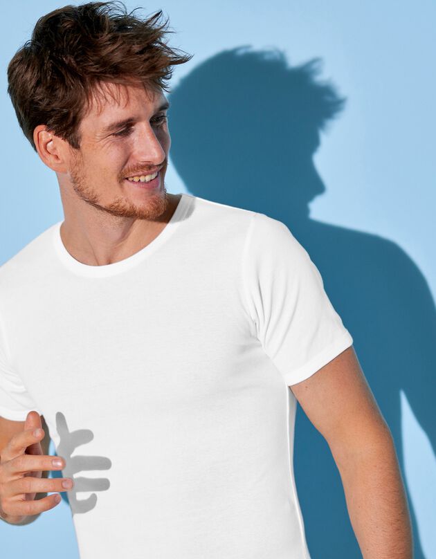 Tee-shirt sous-vêtement homme col rond - lot de 3, blanc, hi-res