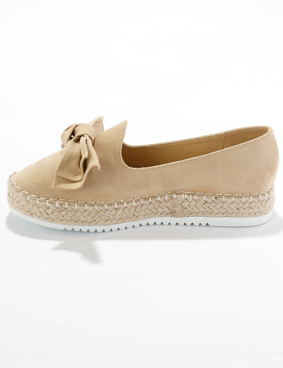 Mocassins in espadrillestijl met strik en koordzool (beige)