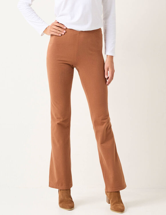 Legging bootcut uni, taille élastiquée (noisette)
