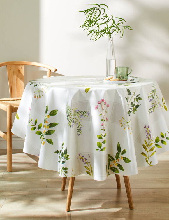 Nappe toile cirée imprimé printanier (blanc / multicolore)