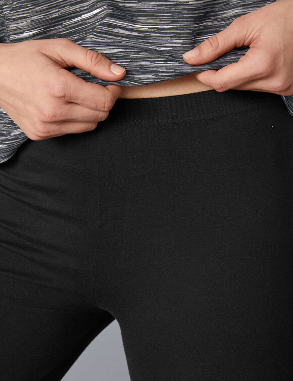 3/4-legging met elastische tailleband (zwart)
