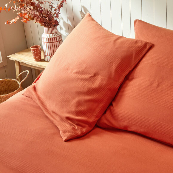 Jeté de lit uni tissé coton (terracotta)