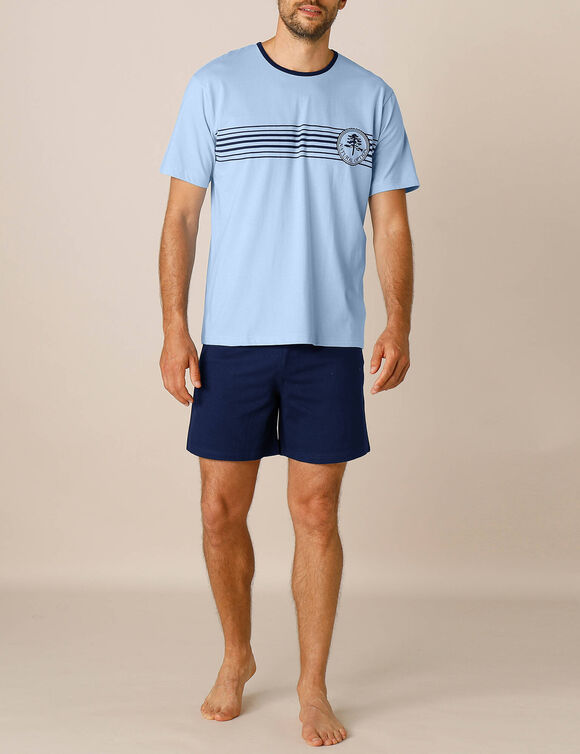 Shortama in katoenjersey met korte mouwen (blauw / marine)