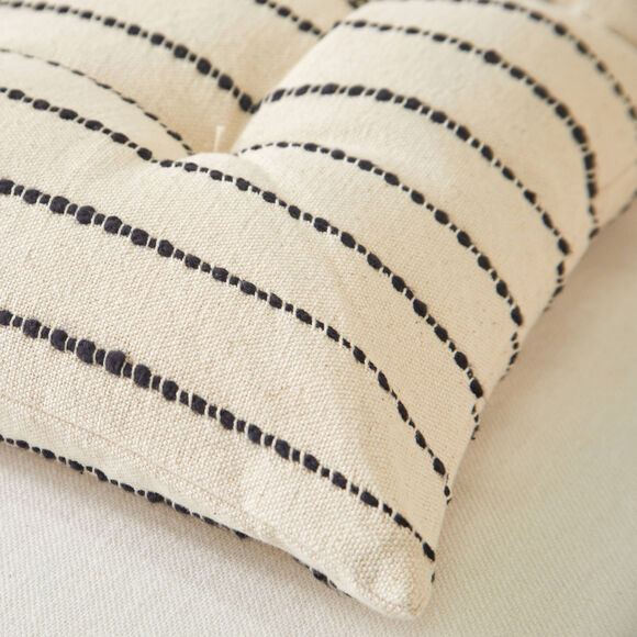 Long coussin déco tissage artisanal (naturel / noir)