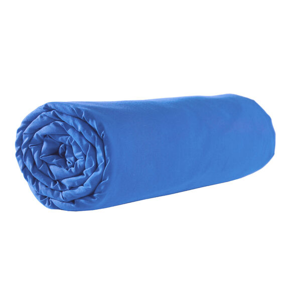 Drap-housse uni polyester - coton bonnet 32 cm (océan)
