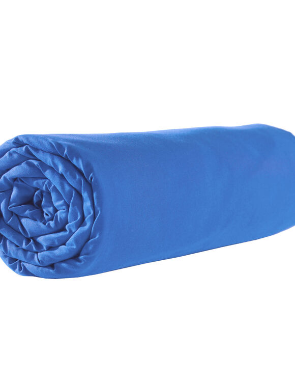 Drap-housse uni polyester - coton bonnet 32 cm (océan)