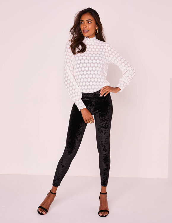 Legging van fluweel (zwart)