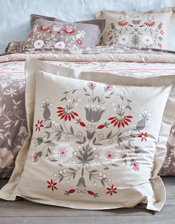 Linge de lit Victoire en coton imprimé fleurs, beige, hi-res image number 5