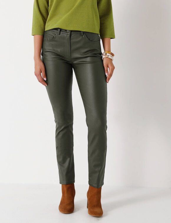 Pantalon droit enduit (kaki)