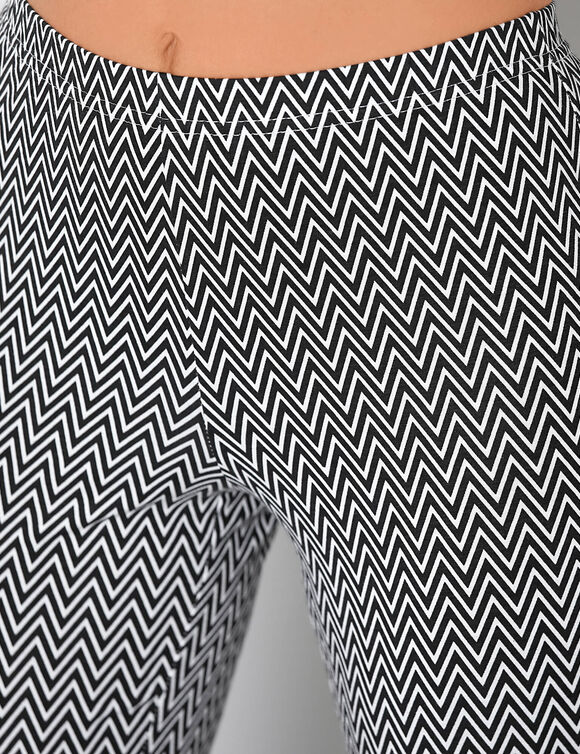 Legging bootcut imprimé, taille élastiquée (noir / blanc)