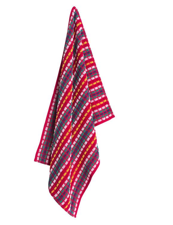 Handdoek in badstof, klein formaat, met rode fond - Sets (rood)