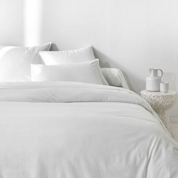 Linge de lit uni - coton lav&eacute; 57 fils/cm&sup2; (blanc)