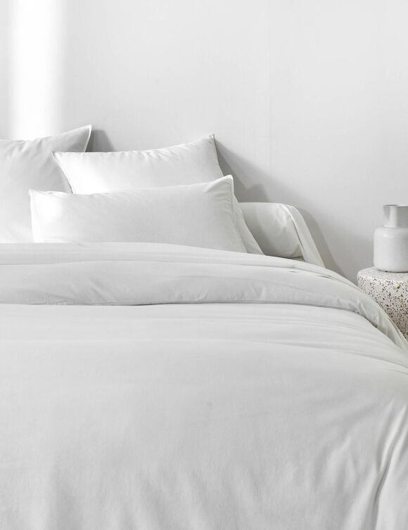 Linge de lit uni - coton lav&eacute; 57 fils/cm&sup2; (blanc)