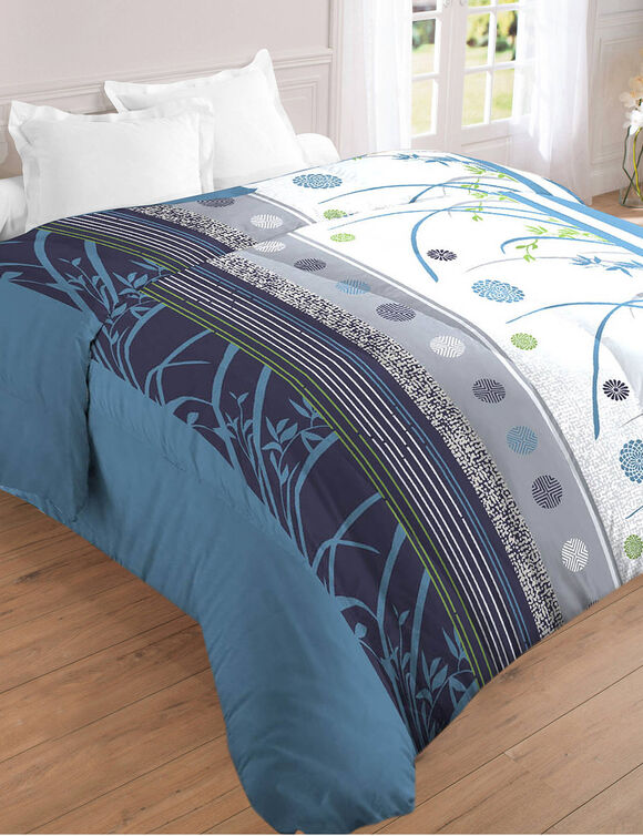 Couette microfibre imprimée Floral 200 g/m² (bleu)