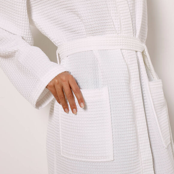 Peignoir de bain mixte adulte nid d'abeille 230 g/m2 (blanc)