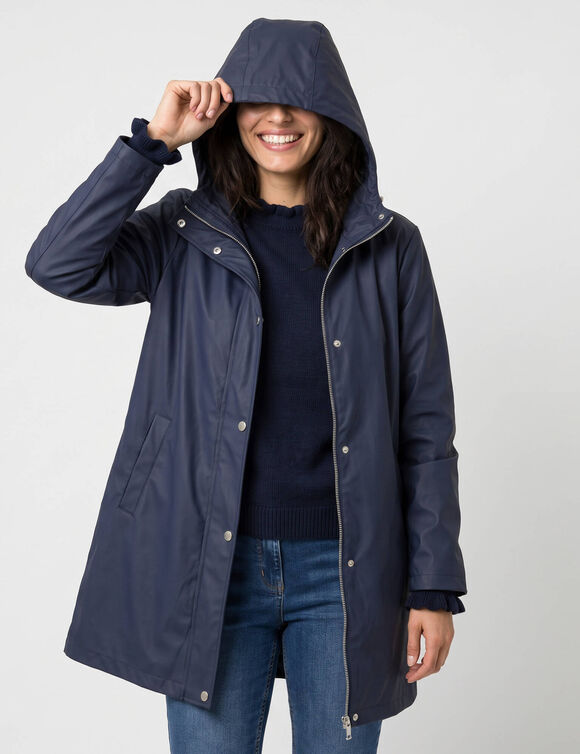 Parka imperm&eacute;able fourr&eacute;e, mi-longue (marine)