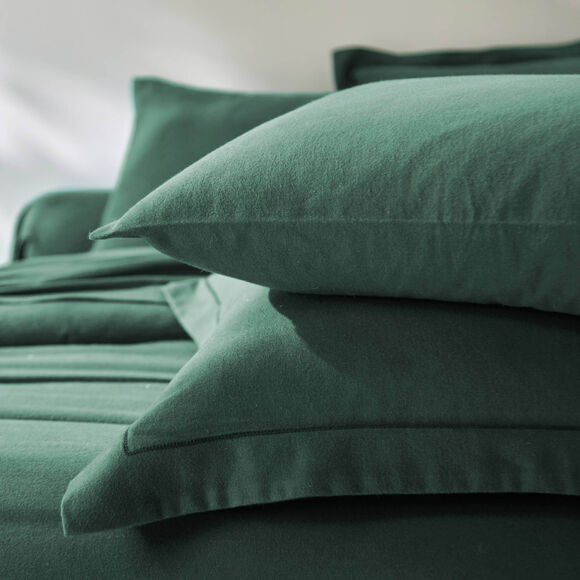 Linge de lit uni flanelle (vert sapin)