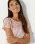 T-shirt met kant en korte mouwen (zachtroze)