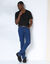T-shirt met V-hals en korte mouwen (zwart)