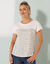 Bedrukt T-shirt met ronde hals (beige)