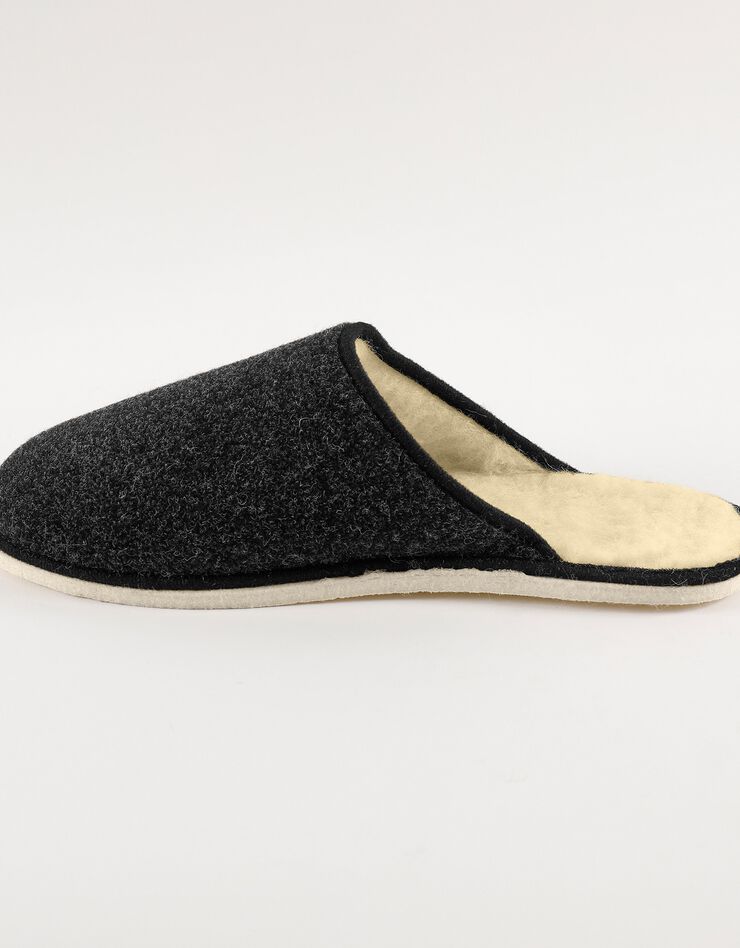 Mules homme silencieuses fourrées laine, gris Mules homme silencieuses fourrées laine, gris, hi-res image number 1