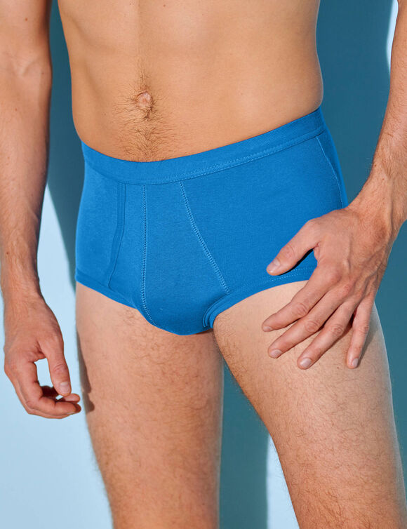 Slip ouvert taille haute - lot de 3 (bleu)