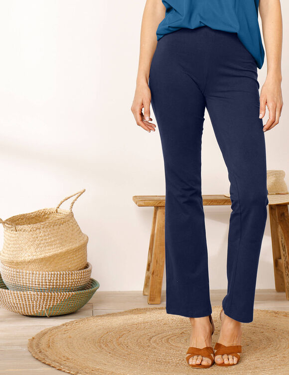 Legging bootcut uni, taille élastiquée (marine)