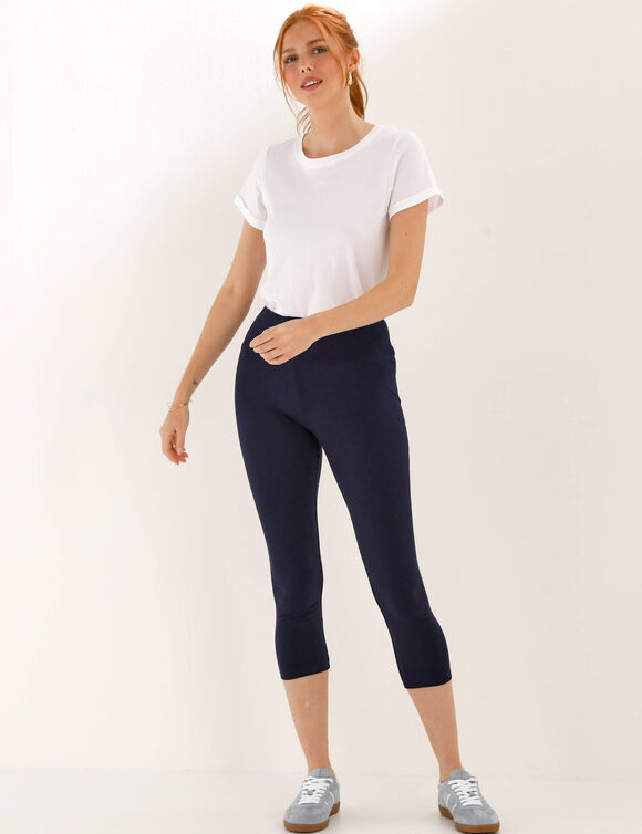 Legging 3/4 taille haute, ventre plat (marine)