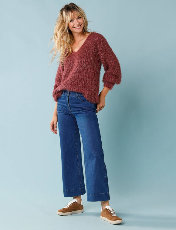 Jean taille haute Sp&eacute;cial Petites entrej. 65 cm, coupe large 7/8&egrave;me (stone)