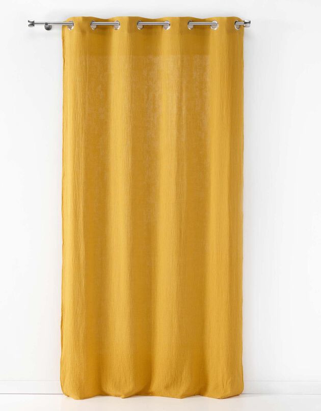 Rideau tamisant oeillets gaze de coton uni (curry)