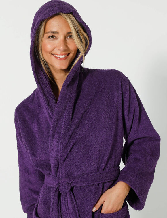 Peignoir mixte adulte col capuche "sèche-vite" (violet)