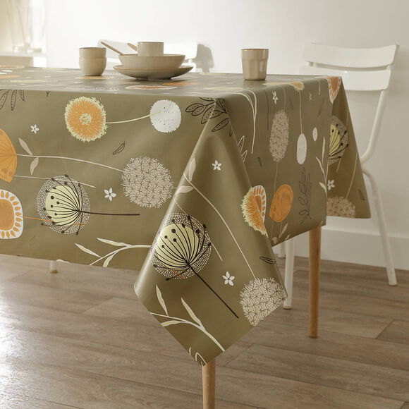 Nappe toile cirée imprimé pissenlits (vert)