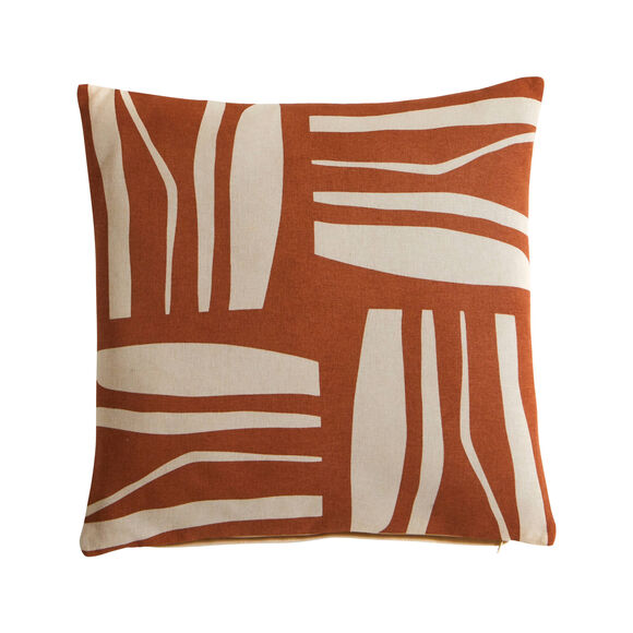 Coussin imprimé géométrique (terracotta / naturel)
