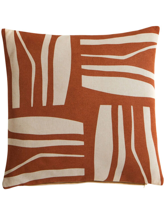 Coussin imprimé géométrique (terracotta / naturel)