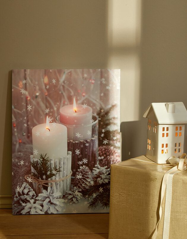 Tableau lumineux bougies (gris/blanc/vert)