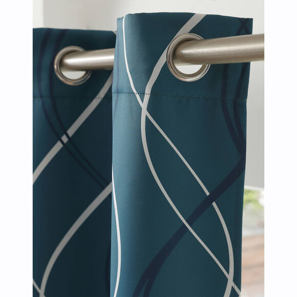 Verduisterend gordijn met golvende motieven (smaragd)