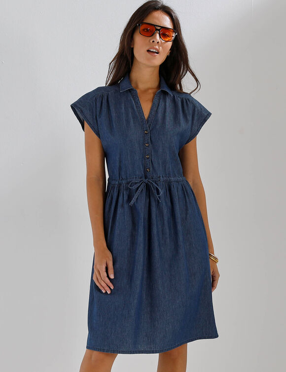 Robe chemisier en jean, manches courtes (stone)