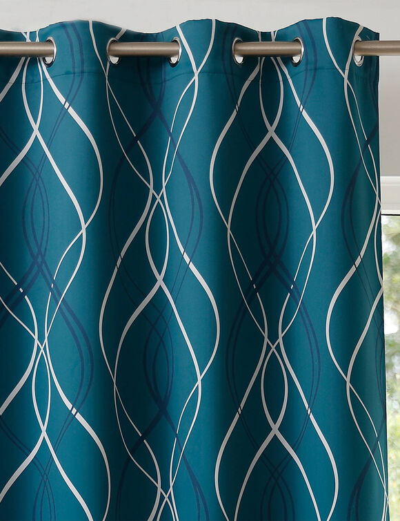 Verduisterend gordijn met golvende motieven (smaragd)