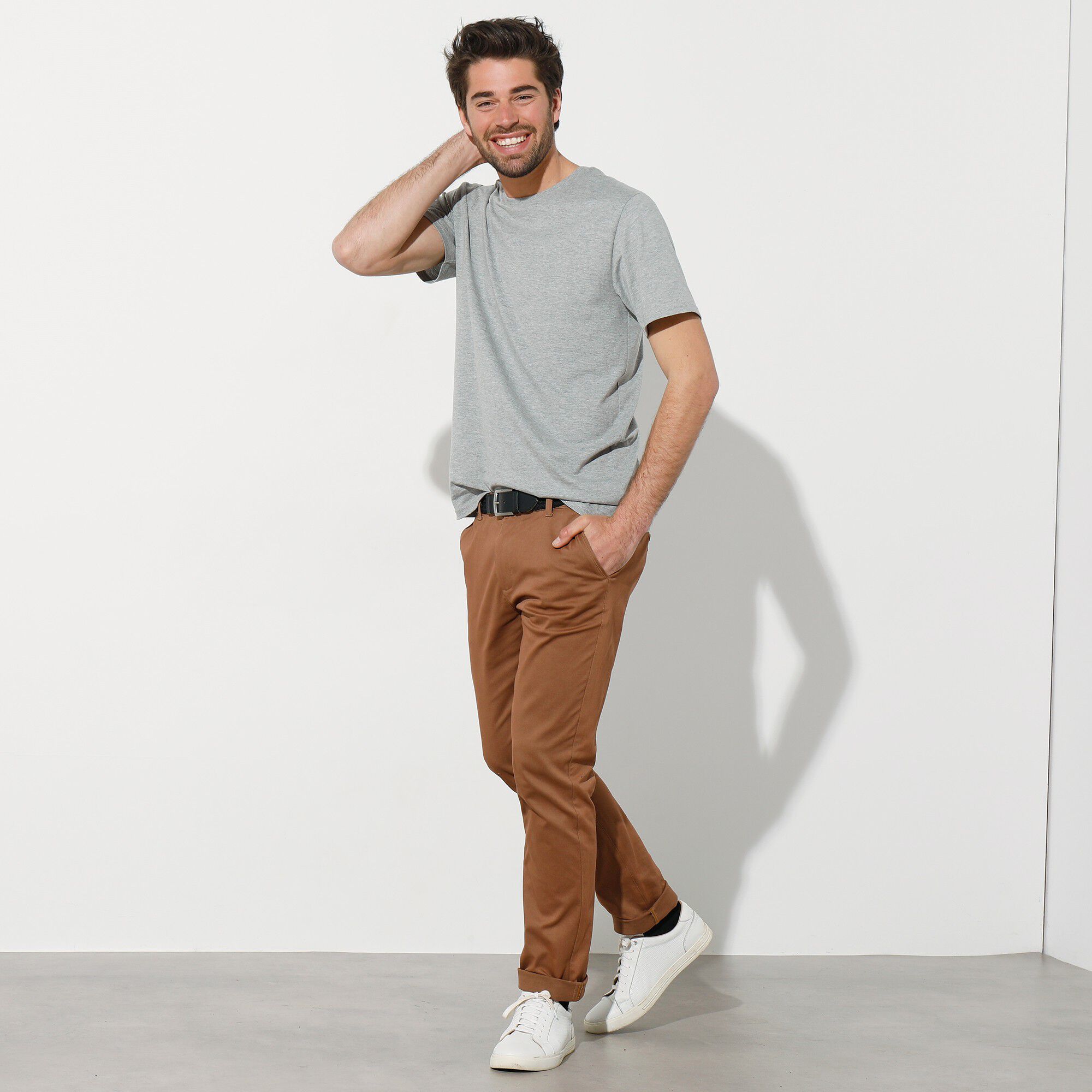 T shirt met ronde hals en korte mouwen set van 3 chocolade