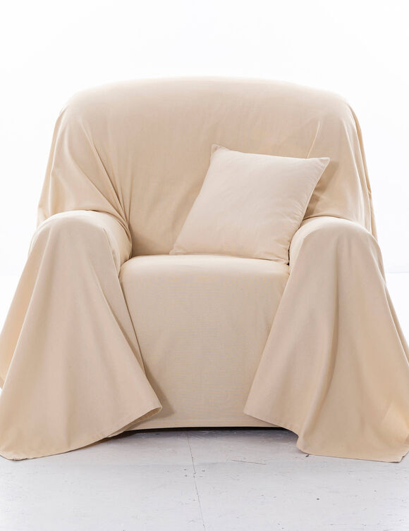 Effen sprei in zeildoekstof (ecru)