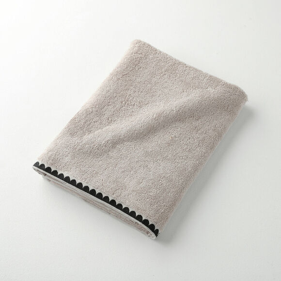 Serviettes de bain finition broderie fantaisie - 420g/m2 (sable)