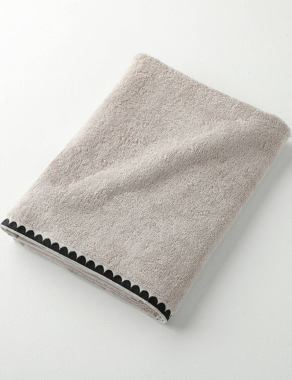 Serviettes de bain finition broderie fantaisie - 420g/m2 (sable)