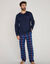 Pyjama van jersey en geruwde flanellen stof (blauw / bordeaux)