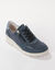 Sneakers met veters en breed model, in leer met rekbare pasjes (blauw)